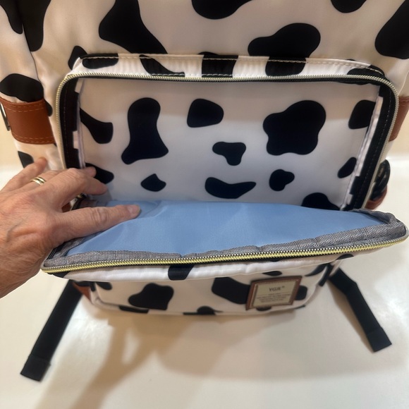 YGR Trendy Cow Print Laptop Backpack - Water Resistant Travel Bag - 25L - Picture 9 of 15